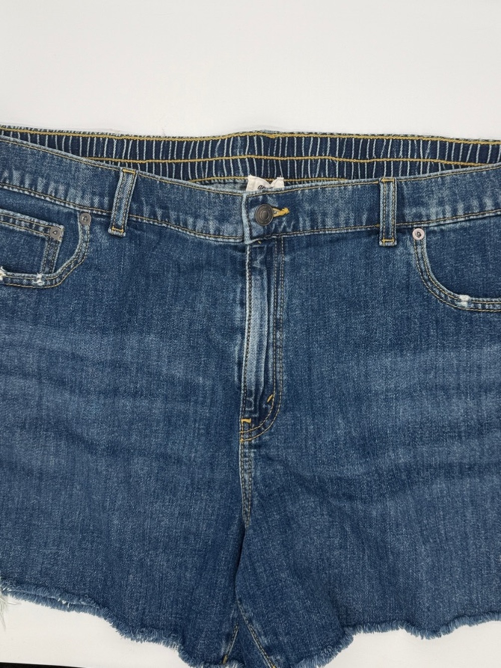 aerie Dark Blue Denim Frayed Hem Shorts